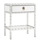 Greyson Riveted Stainless-Steel Mirrored Accent Table