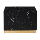 Homelegance By Top-Line Blaise Faux Marble Coffee Table with Casters Black Marble