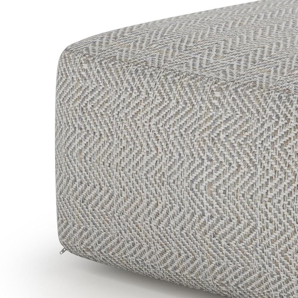 English Elm Nate Square Pouf - Handcrafted Grey Melange Accent Piece For Versatile Living Room Style & Comfort B136P159953
