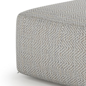 English Elm Nate Square Pouf - Handcrafted Grey Melange Accent Piece For Versatile Living Room Style & Comfort B136P159953