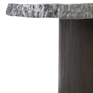 Bernhardt Bernhardt Reclaimed Aluminum Live-Edge Round Dining Table With Suar Wood Cylindrical Base, 54" K1328