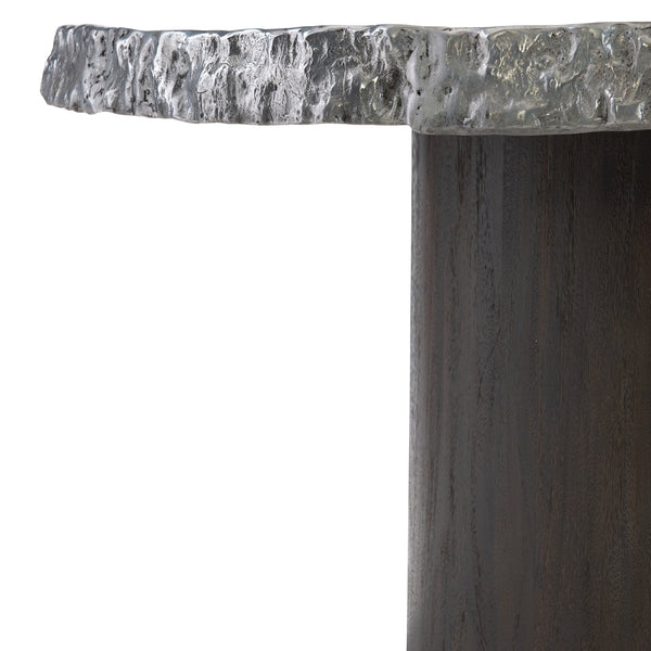 Bernhardt Bernhardt Reclaimed Aluminum Live-Edge Round Dining Table With Suar Wood Cylindrical Base, 54" K1328