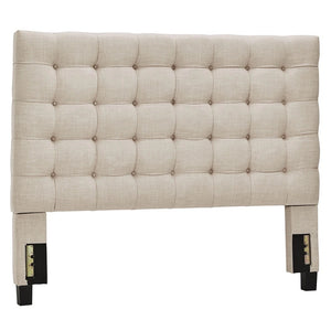 Homelegance By Top-Line Matson Button Tufted Linen Upholstered Headboard Beige Linen