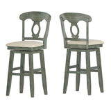 Homelegance By Top-Line Juliette Napoleon Back Wood Swivel Bar Stool Green Rubberwood