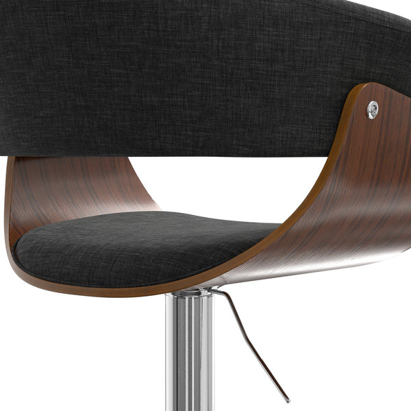 English Elm Sheldon Adjustable Swivel Bar Stool with Gas Lift and Walnut Bentwood Frame, Mid-Century Modern Design Dark Gray B136P159603