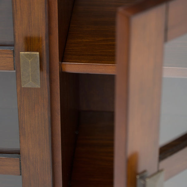English Elm Artisan Medium Storage Cabinet – Handcrafted Russet Brown With Glass Doors For Stylish Organization B136P159470