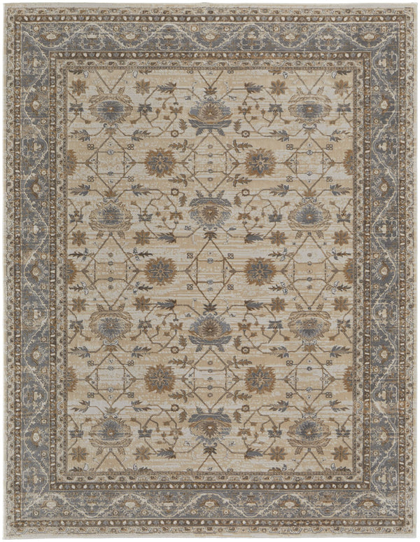 Feizy Rugs Celene Vintage-inspired Floral Rug - Elegant Power Loomed Design In Warm Neutral Palette For Any Space Tan,Ivory,Gray Viscose,Polyester Cel39kvfbgegryg00