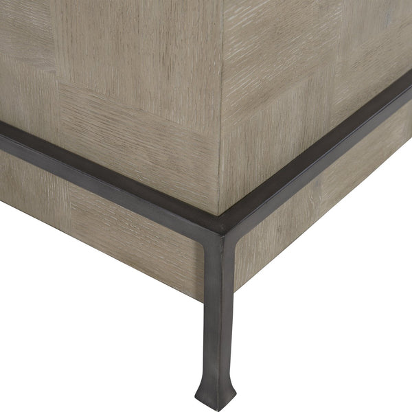 Bernhardt Bernhardt Fairgrove Side Table With Butcher-Block Top, Thick Slab Wood & Metal Base, Rustic Modern Accent 416121