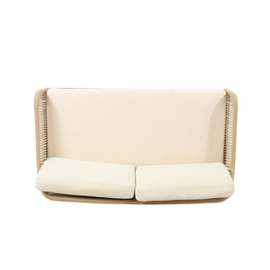 English Elm Christopher Knight Home® - Outdoor Teak Acacia 4-Piece Chat Set with Rope Weave, Water-Resistant Cushions, Loveseat & 2 Chairs 73424.00LBGE