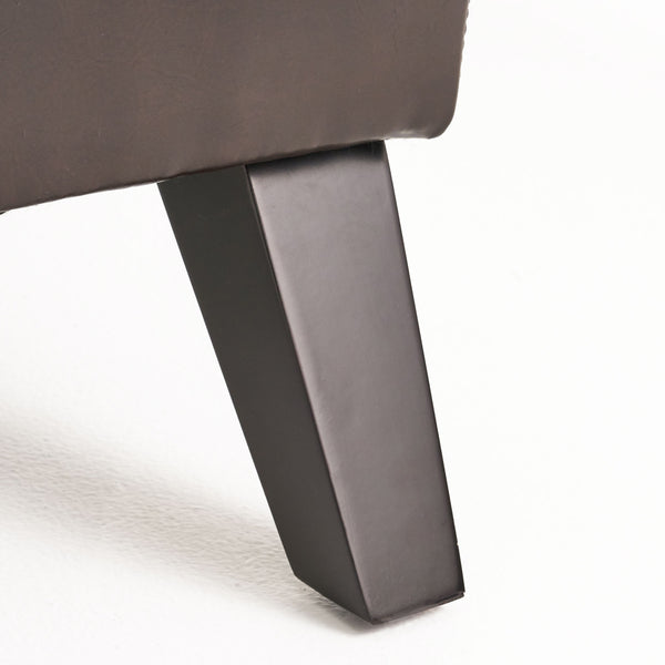 English Elm Christopher Knight Home® - FINLAY Curved KD Chaise Lounge in Brown PU Faux Leather with Birch Wood Legs, Modern Comfort 55420.00PUBRN