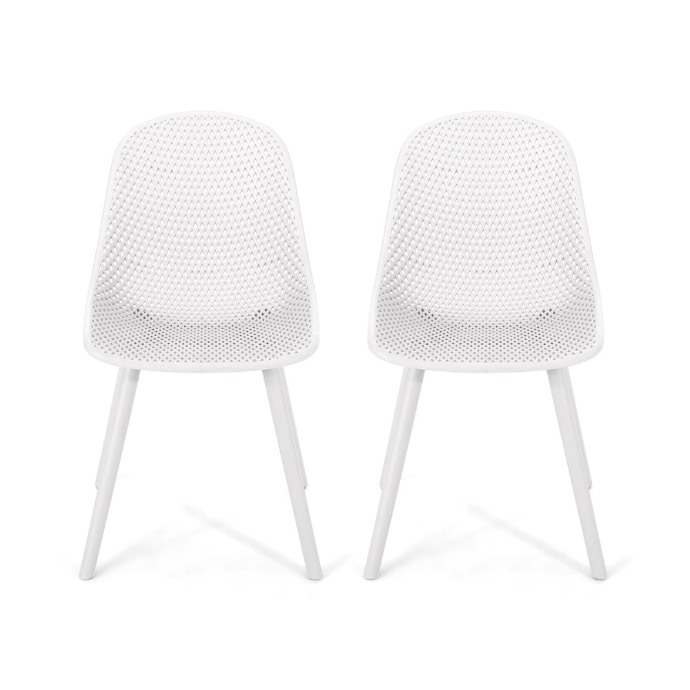 English Elm Christopher Knight Home® - POSEY Chair - Weather-Resistant Polypropylene Outdoor Dining Chair with Perforated Diamond Mesh Design for Durable Style White 27.5 L x 21.5 W x 20.2 H 69067.00WHI