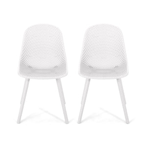 English Elm Christopher Knight Home® - POSEY Chair - Weather-Resistant Polypropylene Outdoor Dining Chair with Perforated Diamond Mesh Design for Durable Style White 27.5 L x 21.5 W x 20.2 H 69067.00WHI