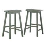 Homelegance By Top-Line Barrett Saddle Seat 29-inch Bar Height Backless Stools (Set of 2) Green Rubberwood