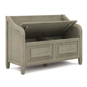 English Elm Connaught Storage Bench - Handcrafted Distressed Grey Entryway Seat With Hidden Storage & Style B136P158533
