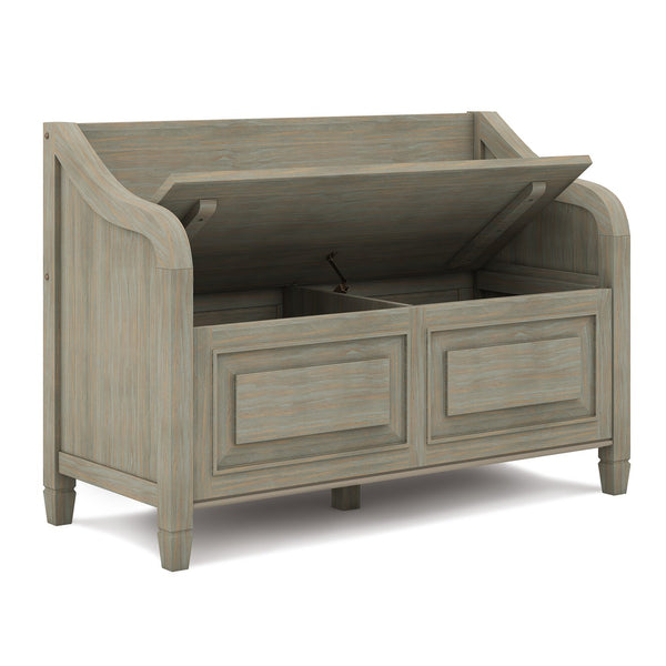 English Elm Connaught Storage Bench - Handcrafted Distressed Grey Entryway Seat With Hidden Storage & Style B136P158533
