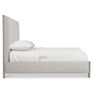 Bernhardt Bernhardt Modulum King Bed — Upholstered Sculptural Headboard, Polished Stainless Frame, Glam Transitional K1824