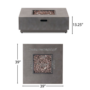 English Elm Square Iron Propane Fire Pit 50000 Btu Powder Coated Outdoor Patio Gathering 62838.00CONRT-50K