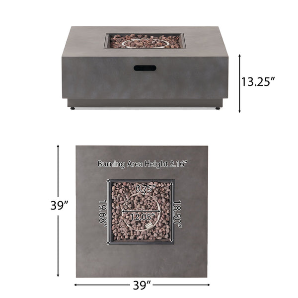 English Elm Square Iron Propane Fire Pit 50000 Btu Powder Coated Outdoor Patio Gathering 62838.00CONRT-50K