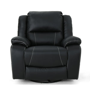 English Elm Christopher Knight Home® - 39" Wide Faux Leather Manual Swivel Recliner with 360° Rotation, Multi-Angle Comfort and Durable PU Finish Black 62814.00BLK