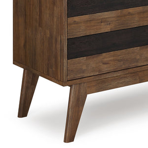 English Elm Clarkson Mid Century Medium Storage Cabinet in Rustic Natural Aged Brown – Solid Acacia Wood, 3 Drawers, Sliding Door, Adjustable Shelves B136P158779