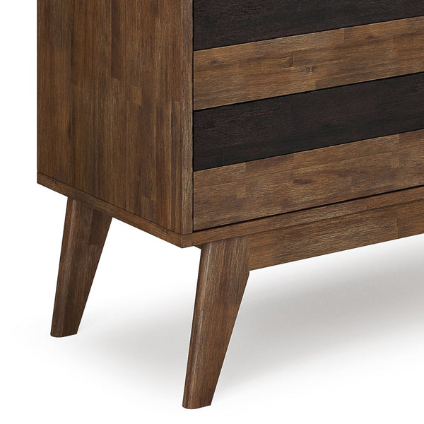 English Elm Clarkson Mid Century Medium Storage Cabinet in Rustic Natural Aged Brown – Solid Acacia Wood, 3 Drawers, Sliding Door, Adjustable Shelves B136P158779