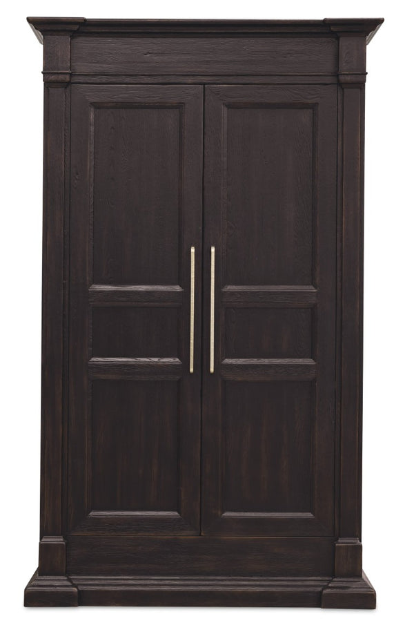 Hooker Furniture Driftwood Wardrobe with Buckboard Finish — Rustic Coastal Storage, Adjustable Shelves & Hidden Compartment Blacks 6820-90013-99