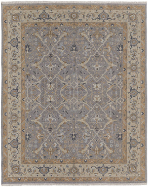 Feizy Rugs Corbitt Persian-inspired Hand Knotted Wool Rug - Elegant Low Pile Design For Timeless Spaces Gray,Gold Wool Cor0611fgrygldh50