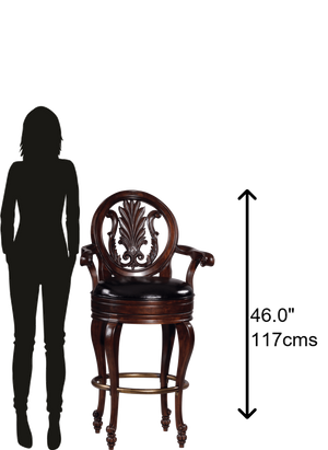 Hekman Furniture 697001 Niagara Barstool - Elegant Swivel Design With Rustic Cherry Finish & Antique Brass Footrest Rustic Cherry Niagara Bar Stool 697001