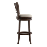 Homelegance By Top-Line Alessandro Linen Lattice Back Swivel Bar Stool Beige Rubberwood