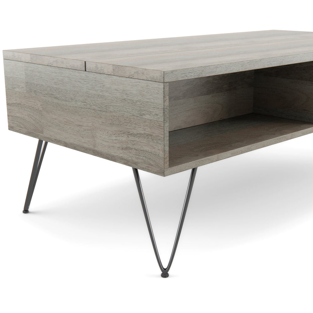 English Elm Hunter Lift Top Coffee Table - Handcrafted Grey Mango Wood With Storage & Industrial Style Legs B136P158729