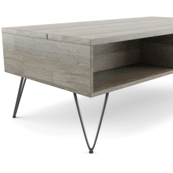 English Elm Hunter Lift Top Coffee Table - Handcrafted Grey Mango Wood With Storage & Industrial Style Legs B136P158729