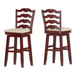 Homelegance By Top-Line Juliette French Ladder Back Swivel Bar Stool Red Rubberwood