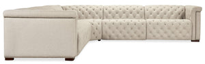 Hooker Furniture Savion Luxe 5-Seat Sectional In Aries Beach Fabric With Chesterfield Tufting And Power Recline Features 132.00 L x 132.00W x 28.75H SS435-5PC3-414