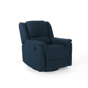 English Elm Christopher Knight Home® - GLIDER Plush Fabric Swivel Recliner with Smooth Gliding Motion, Contemporary Upholstered Comfort Navy Blue 61368.00