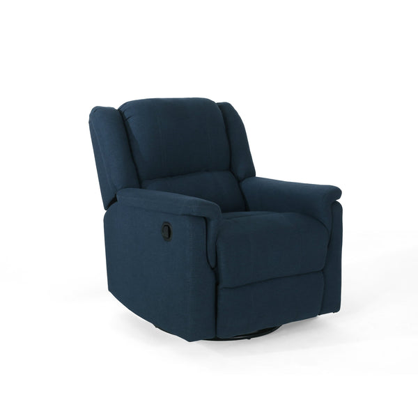 English Elm Christopher Knight Home® - GLIDER Plush Fabric Swivel Recliner with Smooth Gliding Motion, Contemporary Upholstered Comfort Navy Blue 61368.00