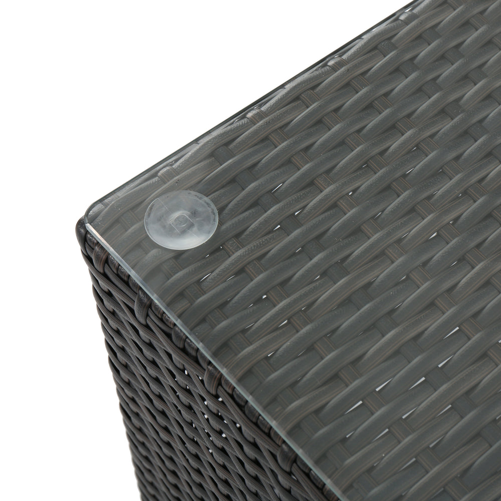 English Elm Christopher Knight Home® - SANTA Outdoor Rattan Dining Table with Tempered Glass Top — Sleek Aluminum Frame, Weather-Resistant Modern Design Brown Multi 64843.00ALUMBRN