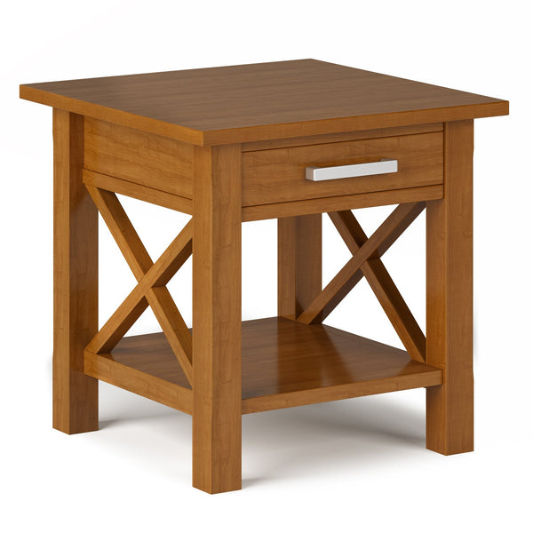 English Elm Kitchener End Table - Handcrafted Light Golden Brown With Storage, Modern Design & Durable Wood B136P158762