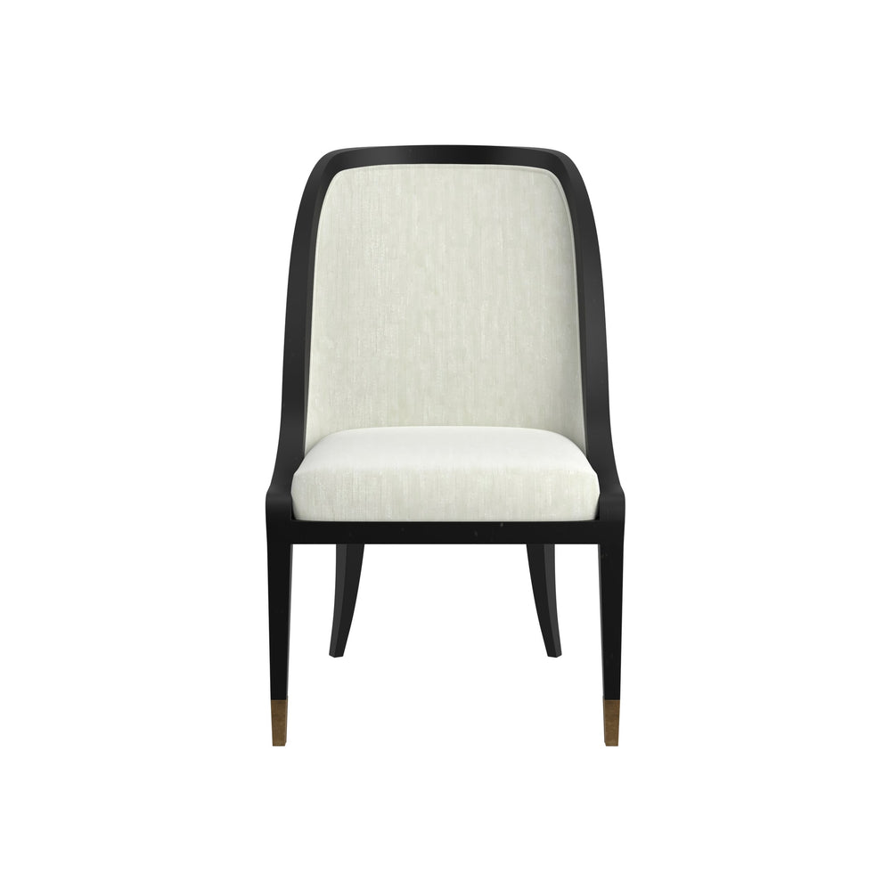 A.R.T. Furniture Eave Elegant Ivory Upholstered Dining Chair With Curved Backrest & Gold Metal Accents For Style Off,White Material(S), Poplar And Parawood Solids 336200-1818
