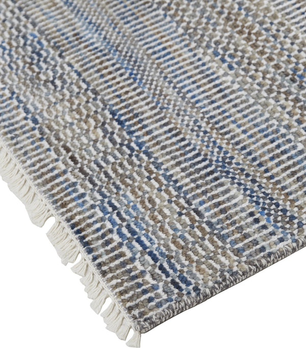 Feizy Rugs Janson Hand Knotted Wool And Viscose Rug With Textured Stripes For Casual Farmhouse Elegance Silver Wool,Viscose I92i6064blu000i10