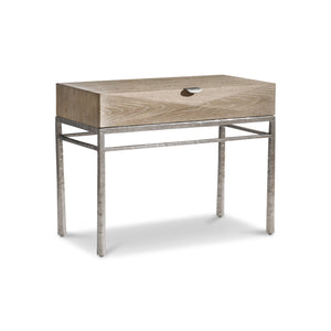 Bernhardt Bernhardt Aventura Nightstand — Cathedral White Oak Top, Textured Frosted Nickel Frame, Usb Charging 318218