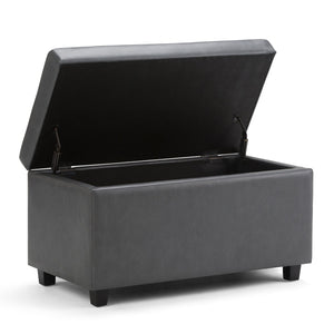 English Elm Darcy Storage Ottoman Bench - Stylish Stone Grey Faux Leather With Hidden Storage & Comfort Features B136P159119