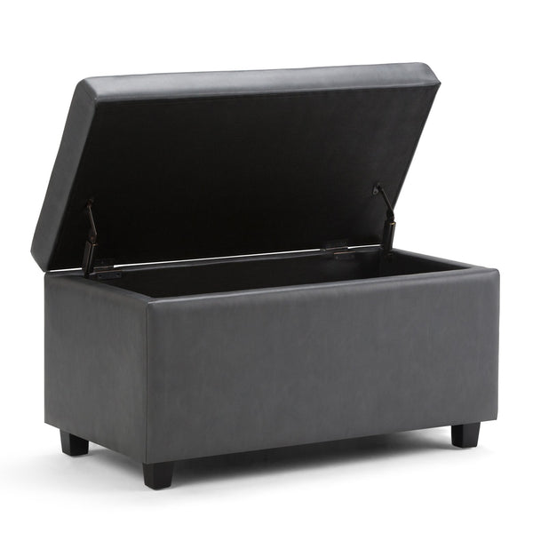 English Elm Darcy Storage Ottoman Bench - Stylish Stone Grey Faux Leather With Hidden Storage & Comfort Features B136P159119