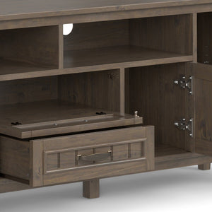 English Elm Lev 72" TV Media Stand Smoky Brown - Solid Wood, Cord Management, Large Storage for TVs up to 80" B136P158820