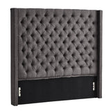 Thorin Wingback Button Tufted Linen Fabric Headboard