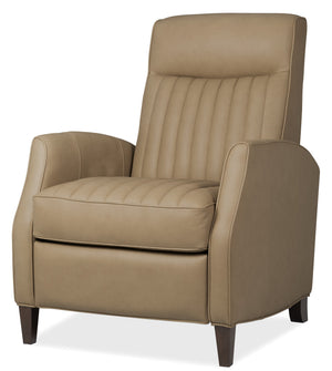 Hooker Furniture Denver Top Grain Leather Manual Recliner with Channeled Cushioning and Tapered Wood Legs RC843-PB-081