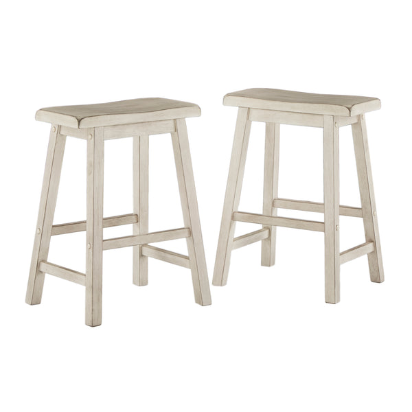 Homelegance By Top-Line Barrett Saddle Seat Counter Height Backless Stools (Set of 2) White Rubberwood