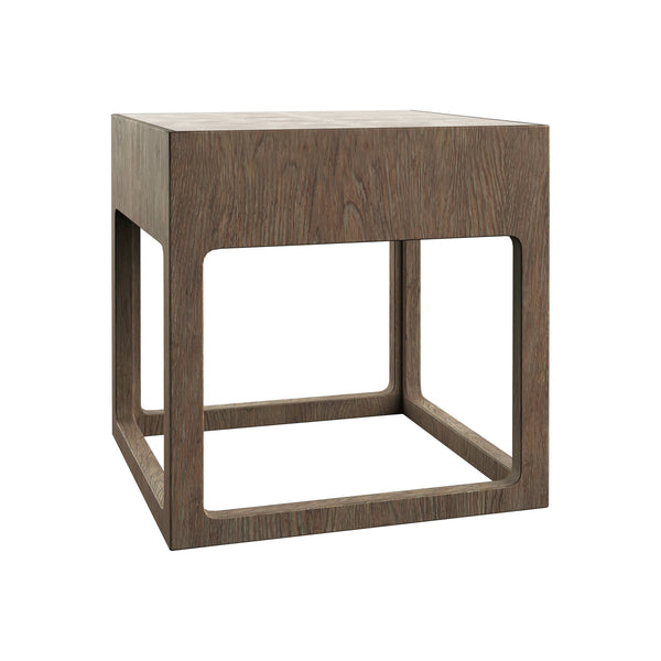 Bernhardt Bernhardt Casa Paros Side Table 24" Rustic Modern Wood Frame With Inset Faux Concrete Top, Airy Design 317111