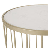 Christopher Knight Home® - Noble House - Redden Modern Glam Faux Marble Side Table, White and Champagne Silver