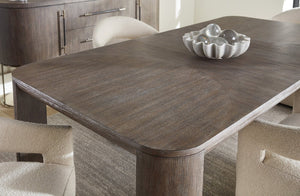 Hooker Furniture Modern Mood Leg Dining Table With Alabaster Diamond Finish, Pewter Accents, Extendable To 110" Medium Brown 6850-75200-89