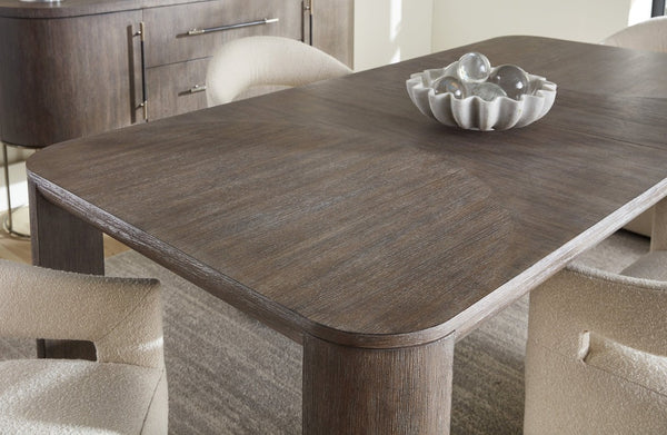 Hooker Furniture Modern Mood Leg Dining Table With Alabaster Diamond Finish, Pewter Accents, Extendable To 110" Medium Brown 6850-75200-89